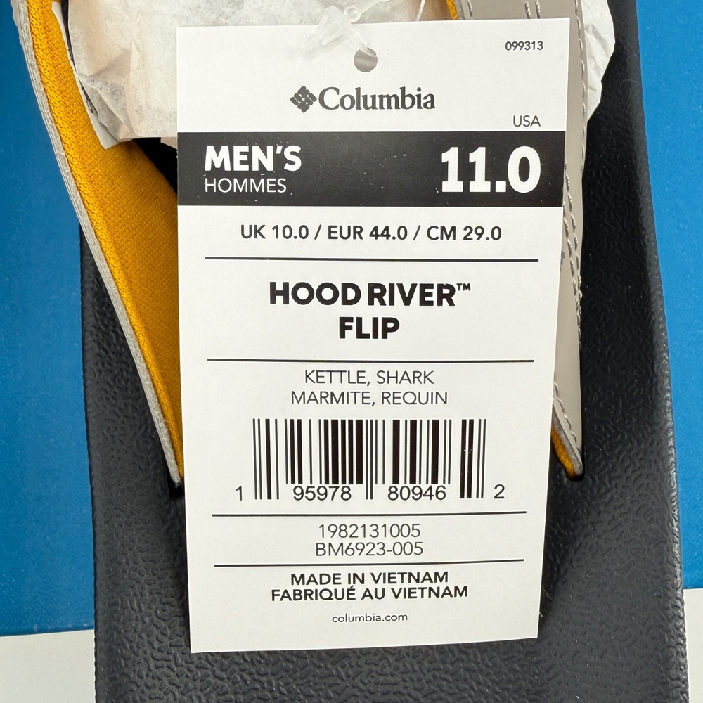 Columbia Hood River Flip Flops Mens Size 11 Sandals Kettle Shark‎ BM6923-005 NEW - Picture 7 of 14
